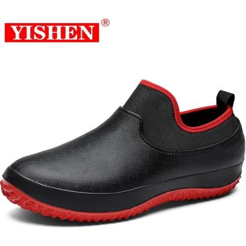 YISHEN Men Shoes Kitchen Working Shoes Breathable Non-slip Waterproof Chef Shoes Casual Flat Unisex Garden Shoes Rain Boots
