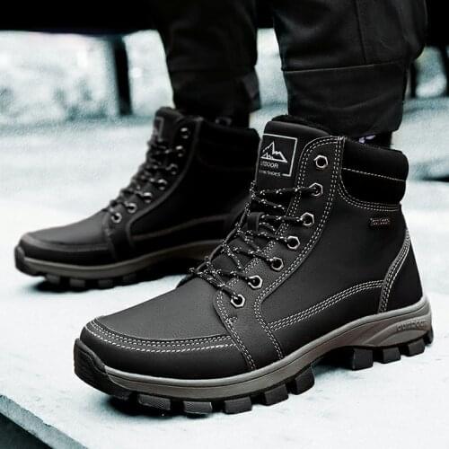 Boots British Style Fleece Warm Outdoor Snow Boots Korean Fashion Trendy Worker Boot Mens Boots Shoes for Men Platform Boots