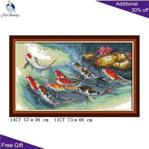Joy Sunday Fish Needlework D958(10) 14CT 11CT Stamped and Counted Home Decor Surplus Year after Year Chinese Cross Stitch Kits