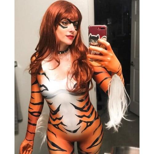 New Red Black Cat Cosplay Costume Superhero Catsuit Halloween Animal Zentai Tiger Suit Adults Kids Bodysuit