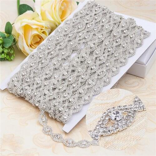 Rhinestone Trims 1 Yard 3mm Silver Applique Chain Banding Diamond Rhinestones for Crafts Clothes and Bridal Sash Wedding Belt