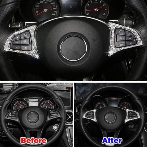 For Mercedes Benz E Class W213 2016-2019 Steering Wheel Button Switch Refit Artificial Crystal Diamond Decal Trim