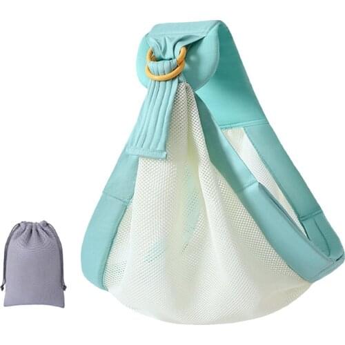 Portable Baby Wrap Newborn Sling Dual Use Infant Nursing Cover Carrier Mesh Fabric Breastfeeding Carriers Up To 130 Lbs with Bag
