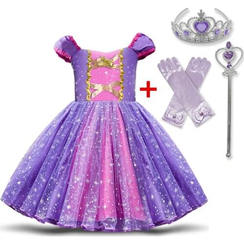 Baby Girls Sequin Dress Princess Cosplay Costume Children Birthday Party Vestidos Kids Halloween Carnival Clothing