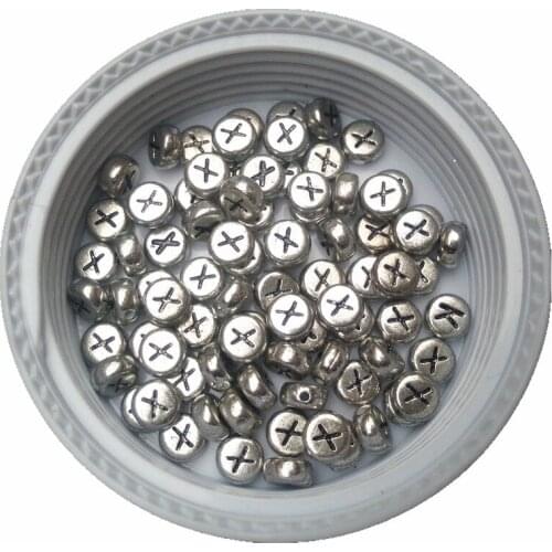 4*7MM Flat Round Coin Silver Letter X Beads DIY Jewelry Accessory Inital Alphabet Acrylic Bracelet Bead Wholesale 3600PCS