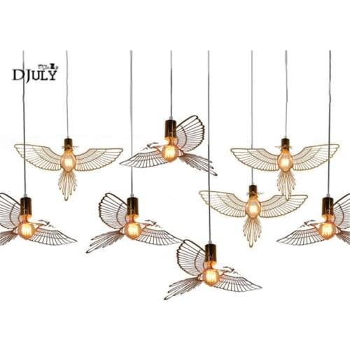 Postmodern fashion stainless steel bird pendant lights for clothing store dining room loft decor hanging lamp suspended luster
