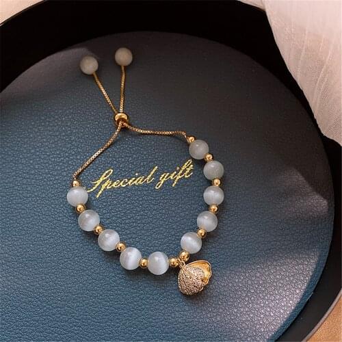 Gold Plating Opal Bracelet Korean Fashion Shell Baroque Pearl Trendy Women Adjustable Ins Bracelet Valentines Day Gift Hot Sale