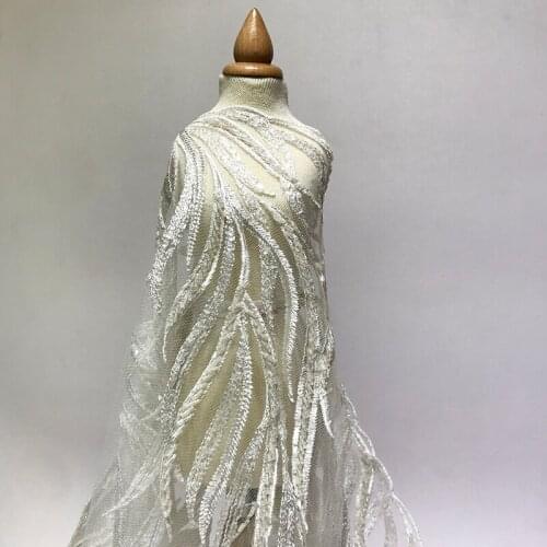 Luxury Quality African Guipure Cord Bridal Handmade Heavy Beaded Lace Fabric 5 Yards Floral Embroidery Tulle White Dress Sewing