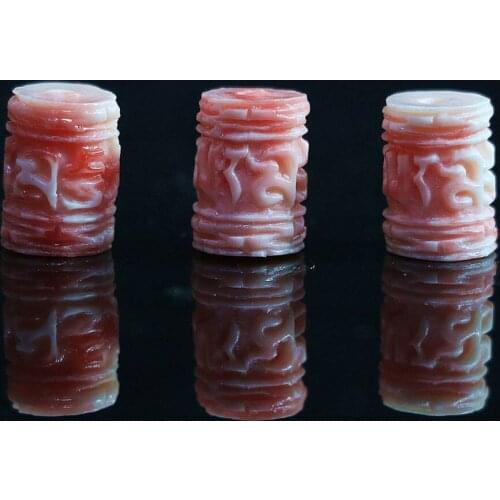 Pink synthetic coral 8x11mm drum cylinder column accessories loose beads carving diy jewelry 5pcs B915