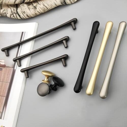 Modern T Bar Solid Zinc Alloy Handles Furniture Wardrobe Dresser Cupboard Cabinet Drawer Knobs Black/Gold Pulls Hardware