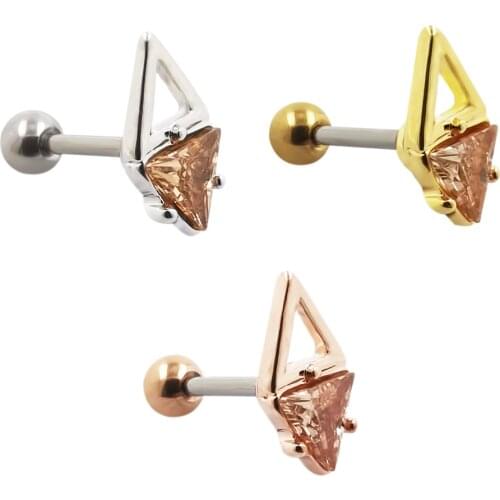 JHJT 316L Surgical Stainless Steel Ear Studs Cartilage Earrings Tragus Helix Piercing 16 Gauges CZ Ear Studs Lip Piercing
