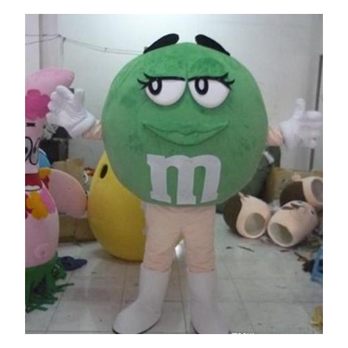 Funny Green M M BeanM&M Chocolate Candy Colors Beans Mascot Costume Adult Size party walking cartoon Mascot Costume