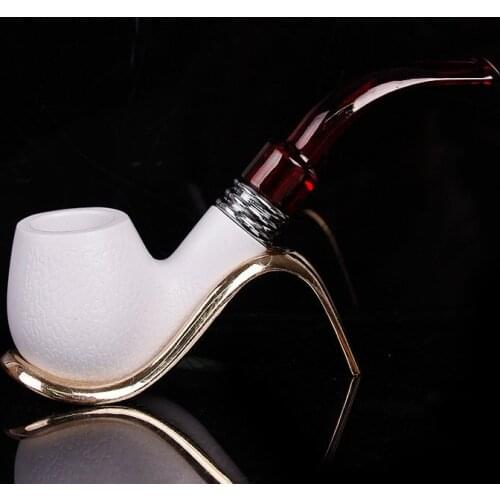 Resin Pipes Chimney Double Filter Wood Smoking Pipe Herb Tobacco Pipe Cigar Grinder Smoke