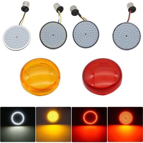 Motorcycle Bullet LED Turn Signal Indicator Light Lamp +Lens Cover For Touring Sportster XL Glide Dyna Softail FLSTF56 57