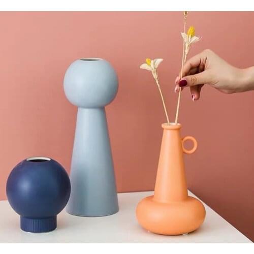 Ceramic Vase Kwiaty Decoration сушеные цветы Home Flower Arrangement Dried Creative Jewelry INS Wind Small Nordic Morandi
