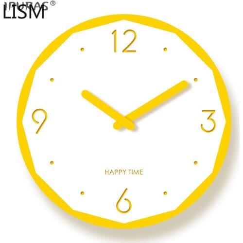 Nordic Yellow Wall Clock Living Room Decoration Creative Silent Personality Stylish Simple Clock Reloj De Pared Digital