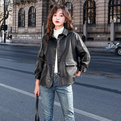 2021 Real Genuine Leather Jacket Women Casaul Streetwear Sheepskin Coat Short Korean Woman Autumn Clothes Chaquetas WPY3836