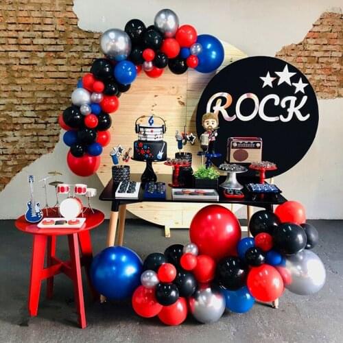 1set Boys Birthday Party Decoration Blue Red Black Balloon Garland Kids Birthday Party Backdrop photo props