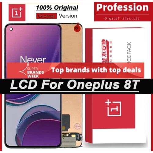 100% Original 6.55'' AMOLED Display for OnePlus 8T KB2001 KB2000 KB2003 Full LCD Touch Screen Repair Parts with Service Pack