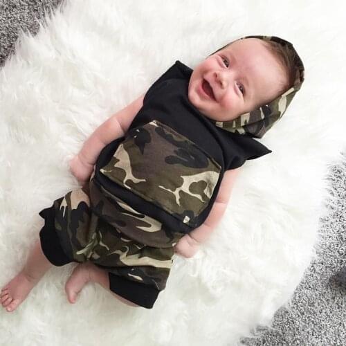 2 pieces Sleeveless Hooded camouflage Top ans Shorts Set For Baby Boy Summer Clothes
