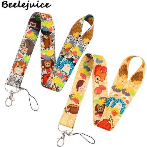 24pcs Hedgehog Cartoon Keychain Lanyards Id Badge Holder ID Card Pass Gym Phone Badge Holder Key Strap Webbings Ribbons Gifts