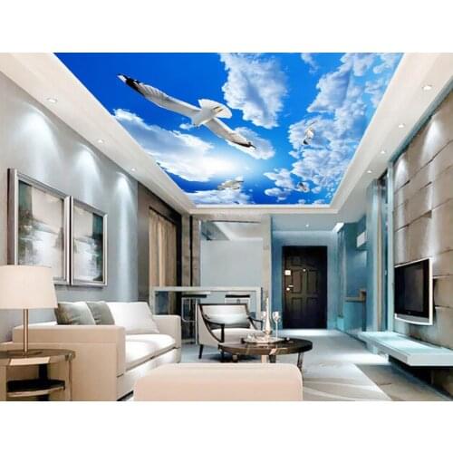 Seagull sky top perspective ceiling zenith 3d stereoscopic wallpaper ceiling Home Decoration mural wallpaper 3d
