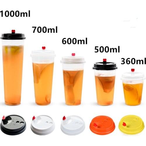 50pcs Hard plastic cup disposable coffee cup 360ml 500ml 600ml 700ml 1000ml milk tea juice beverage cup birthday party favor cup
