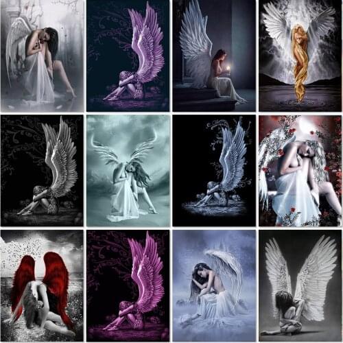 5D Diy Diamond Painting Angel Girl Diamond Embroidery Character Beautiful Girl With Wings Cross Stitch Mosaic Picture Kit Decor