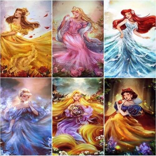 Disney Cartoon Princess with Long Hair Diamond Painting Full Square/Round Diamond Mosaic Home Decoration Gift Handicrafts