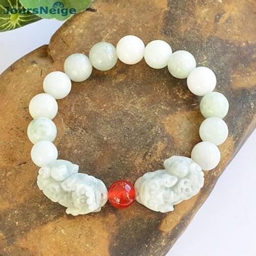 Fine Natural Stone Bracelets Beads 10mm with Double PiXiu Bracelets Lucky for Men Women Single Lap Fashion Jewelry JoursNeige