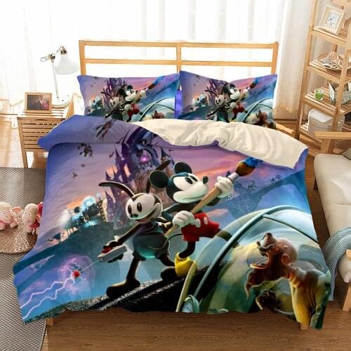 Disney Home Duvet Cover King Queen Size Bedding Set Cute Cartoon 3D Digital Print Mickey Mouse Pillowcase Kid Bedroom Decoration
