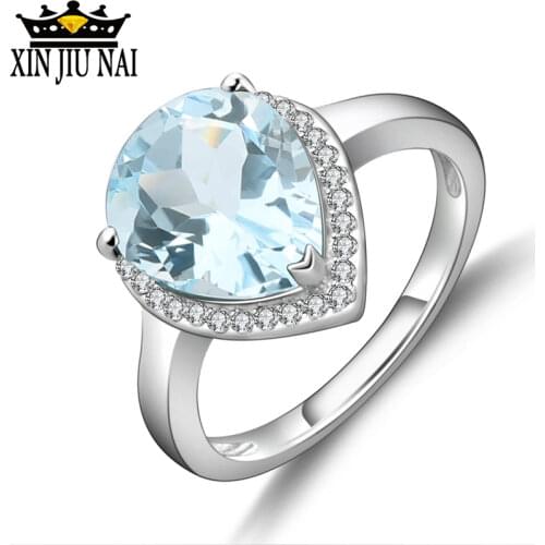 Elegant Stylish Ring Party Accessories Sea Blue Gemstone Zircon Ring Girl For Women Diamond Rings For Women aquamarine ring
