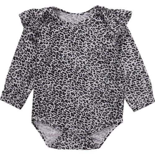Emmababy 0-24M long sleeve fall new Leopard toddler Newborn Infant Baby Girls Romper Jumpsuit children Clothes Outfits