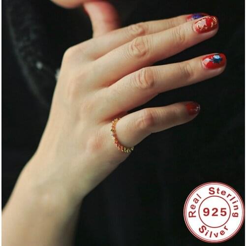 AIDE Fashion Rainbow Color Ring Geometric INS Colorful Zircon Finger Size 6/7/8 Rings For Women Silver 925 Jewelry Gift Anillos