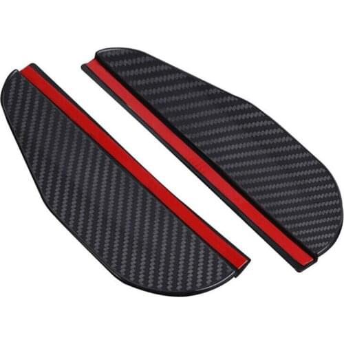 2pcs Car Side Rear View Mirror Rain Eyebrow Visor Carbon Fiber Look Sun Shade Snow Guard Weather Shield Cover Auto Accessories