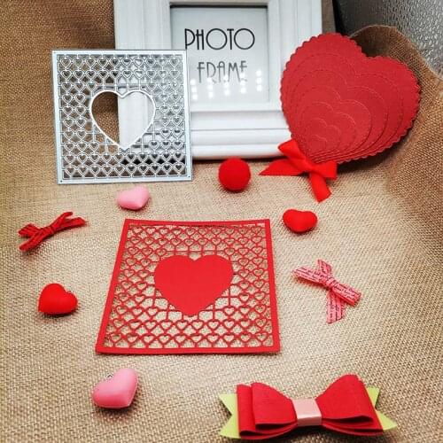 Metal Cutting Dies Heart Square Frame For Card DIY Scrapbooking stencil Paper Craft Album template Dies 103*105mm