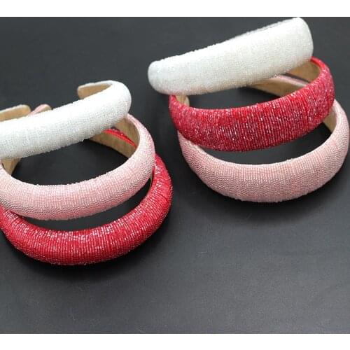 Fashion sponge headband simple broad-sided fashion handmade beaded net red temperament headband hair accessories 749