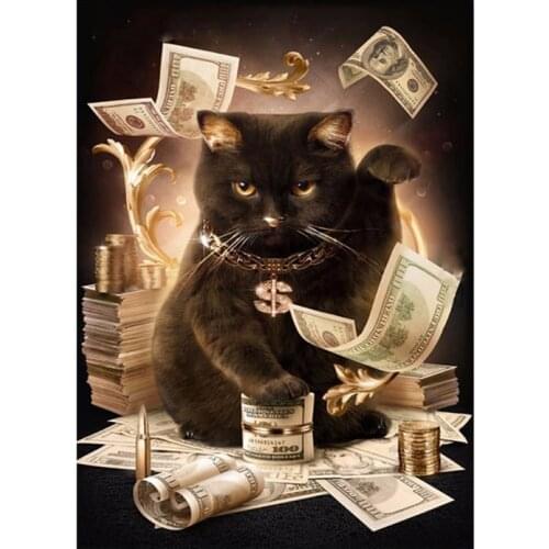 5D Diy Diamond Painting Cat Dollar Cross Stitch Full Drill Resin Diamond Embroidery Kits Paint Diamond Mosaic Home Decoration