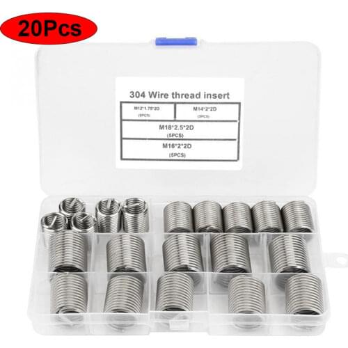 20pcs / set m12-m18 304 stainless steel thread jacket steel screw thread repair tool fastening kit