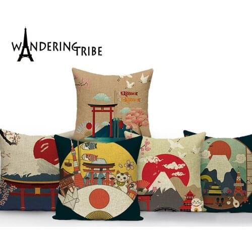 Ethnic Chinese Style Throw Pillow Cases Decorative Opera Sunset Colorful Cushions for The Sofa Cover Linen Cushions Decoration