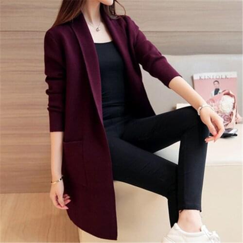 Spring and Autumn New 2019 Long Loose Sweater Womens Cardigan Korean Thick Sweater Coat Long Sleeves 551