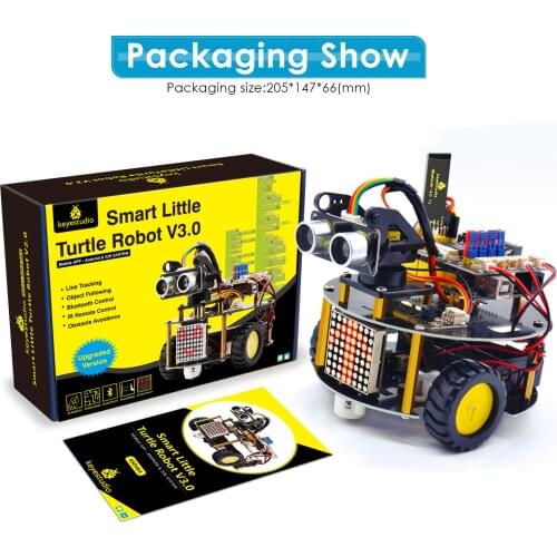 NEW UPDATE! Keyestudio Smart Little Turtle Robot V3.0 for Arduino Robot STEM/Support IOS &Android APP Control