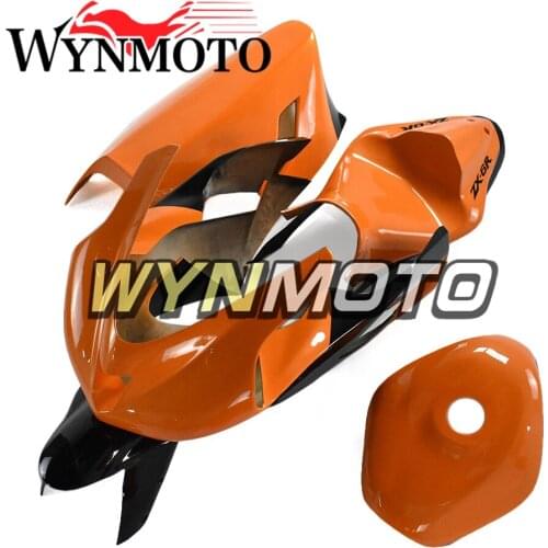 New Complete Fiberglass Motorcycle Fairings For ZX6R 2007 2008 07 08 Orange Black Sportbike Racing Covers Cowling Hull Kits