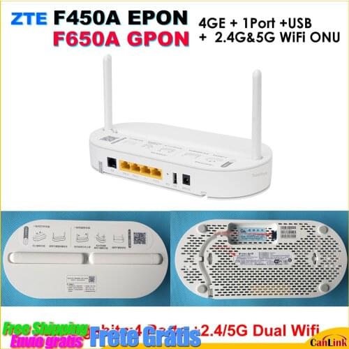 1/2pcs F450A EPON 2.4G&5G GE ONU With 4GE + 1Ports + USB + 2.4G 5G WIFI FTTH F650A GPON Mode fiber network router English os