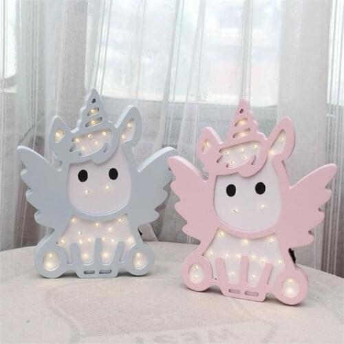 INS Originality Angel unicorn Night Light kids Nordic Cartoon Wall Hanging Children Room Decorative Lamp Baby Photographic Prop