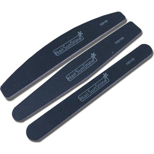 3/5pc Nail File Professional Nail Buffer 100/180 Half Moon Nail Sanding Polishing Black Sandpaper Buffer for nails Free Shipping