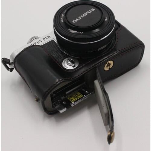 Portable PU leather case Bag Half Body cover for For Olympus Pen EP7 Bottom shell With Battery Opening