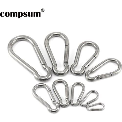 304 Stainless Steel Spring Carabiner Snap Hook Keychain Quick Link Lock Buckle