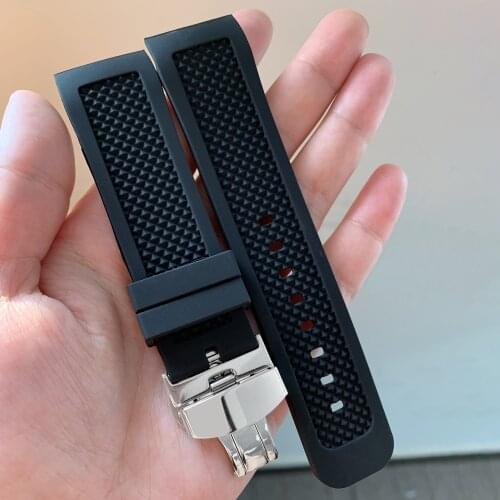 22mm 24mm Rubber Watchband Curved End Strap for Edifice Lineage Oceanus Analogue Watch Band Butterfly buckle Wrist Strap