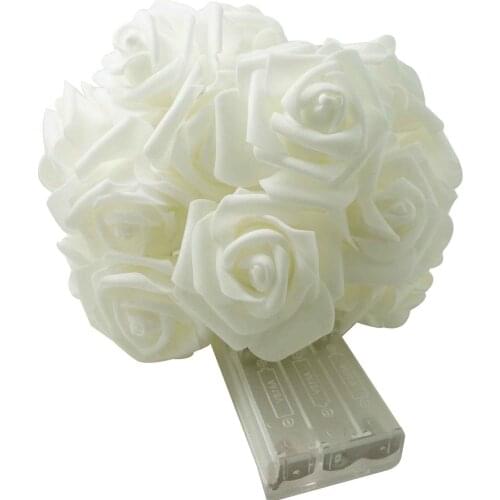 Rose String Lights 20PCS LED Battery Operated Artificial Flower Fairy Lights for Valentines Day Party Festival Decor